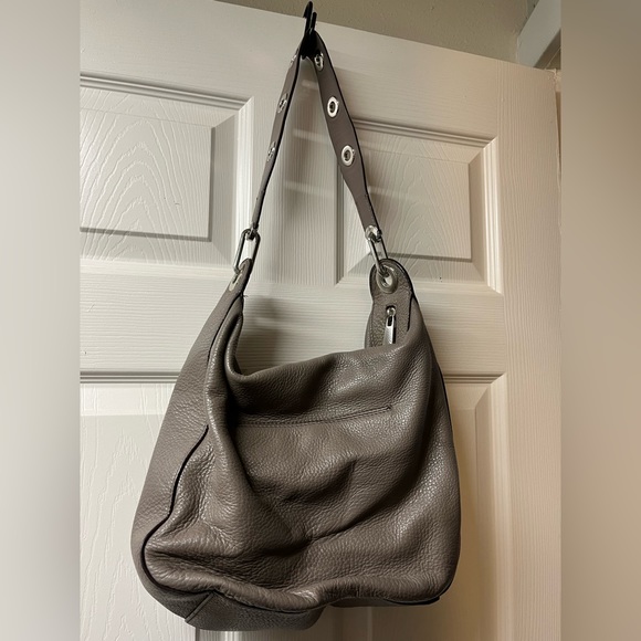 Vintage Y2K Michael Kors Cinder Gray Leather Tote Bag Purse w Silver Hardware - Picture 9 of 10